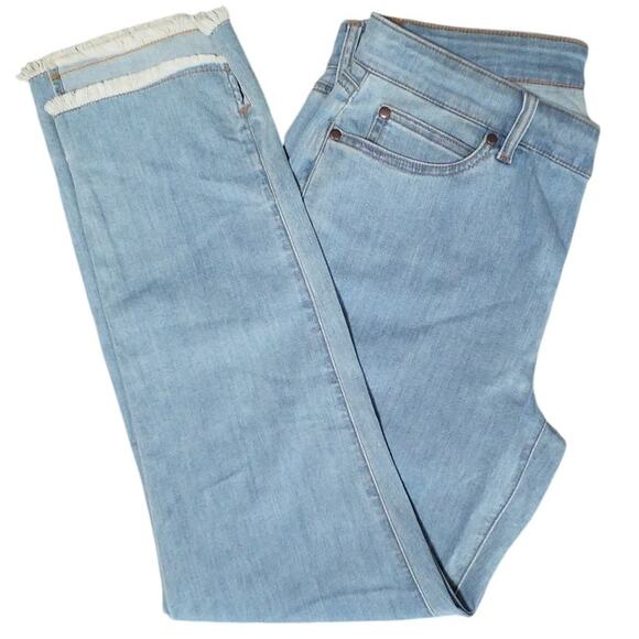 Eileen Fisher Womens Size 10 Fray Step Hem Ankle Skinny Jeans Light Wash Stretch - Picture 5 of 7